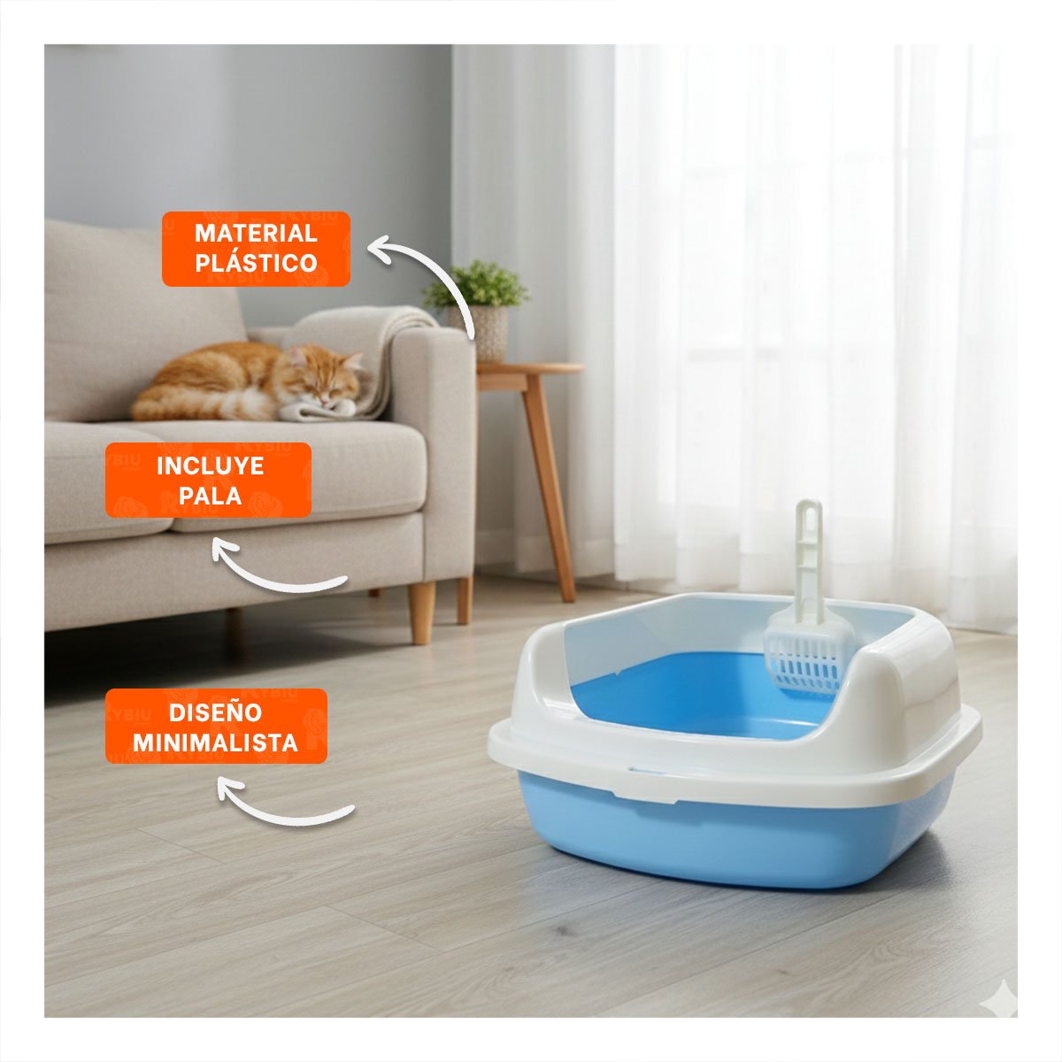 PACK12 ARCA DE ARENA COMODA Y PRACTICA PARA MASCOTAS 37,7X50X21CM CELESTE - 3
