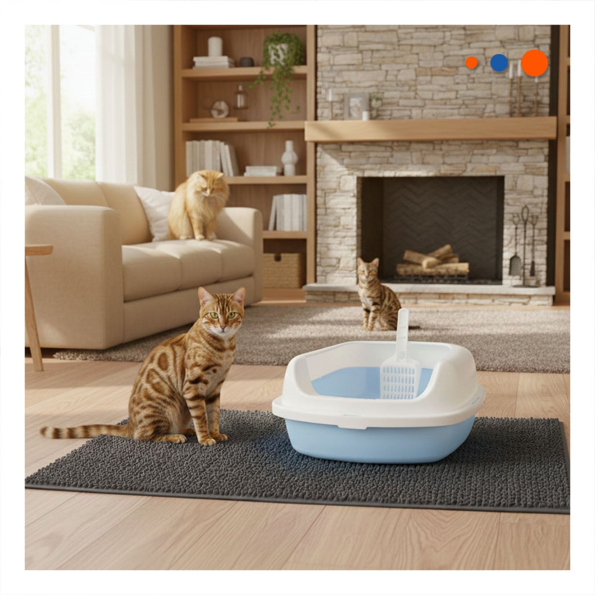 PACK2 CONTENEDOR DE ARENA RESISTENTE Y SEGURO PARA GATOS 37,7X50X21CM CELESTE Y+REGALO STICKER - 3