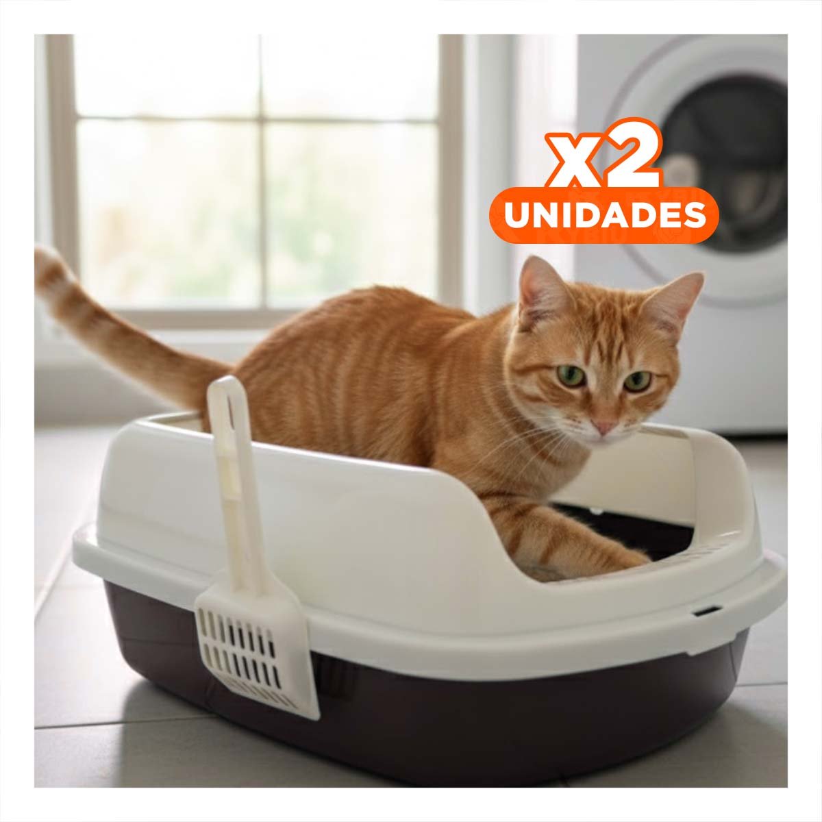 PACK2 CONTENEDOR DE ARENA RESISTENTE Y SEGURO PARA GATOS 37,7X50X21CM CELESTE Y+REGALO STICKER - 1