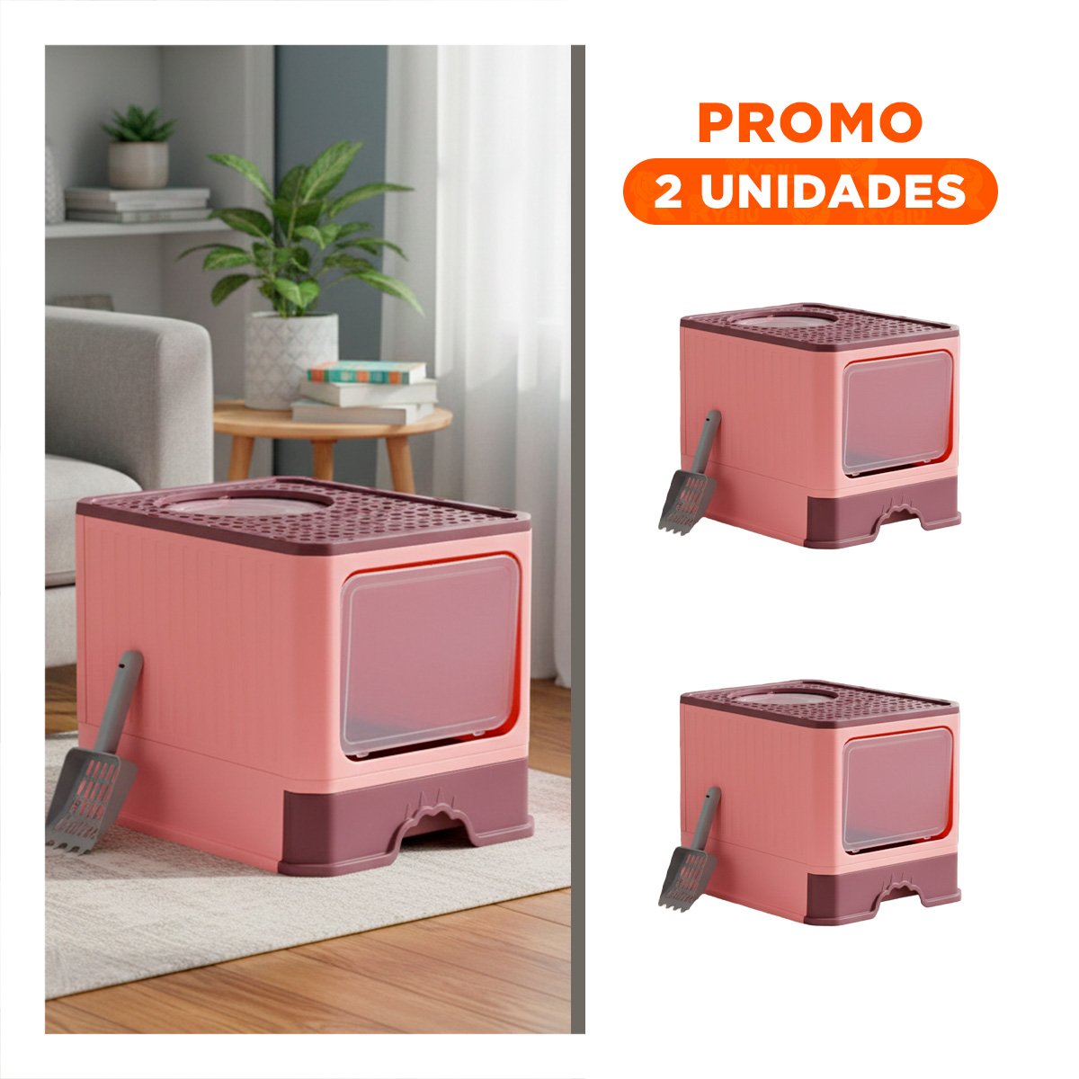 PACK2 BANDEJA SANITARIA ABIERTA CON PALA PARA GATOS VERDE LIMÓN - 1
