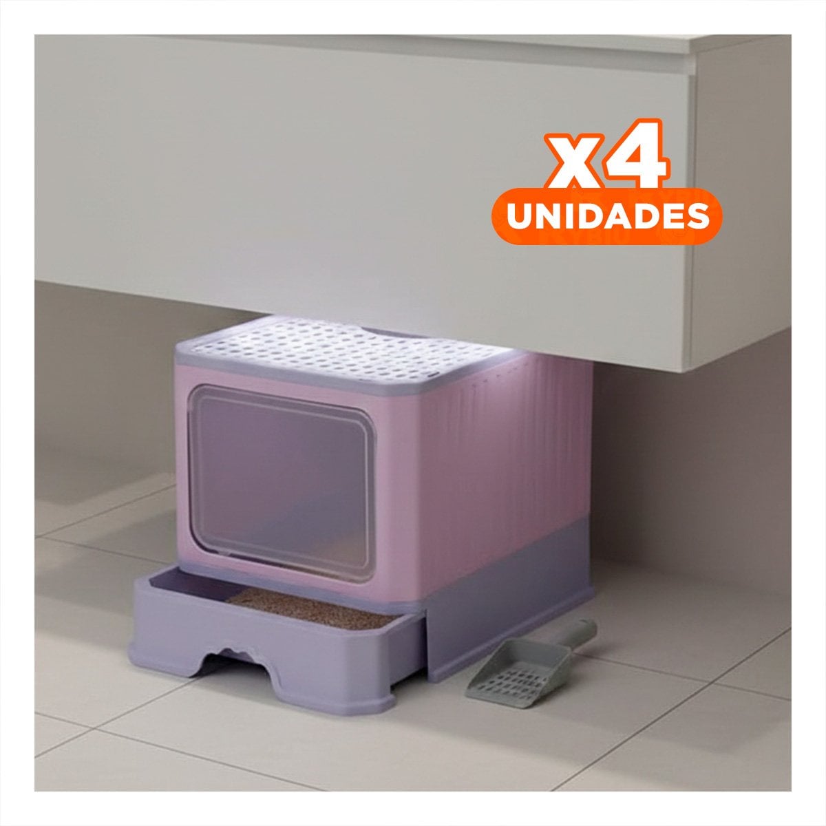 PACK4 BANDEJA SANITARIA ABIERTA PARA HIGIENE DIARIA DE GATOS VERDE LIMÓN - 1