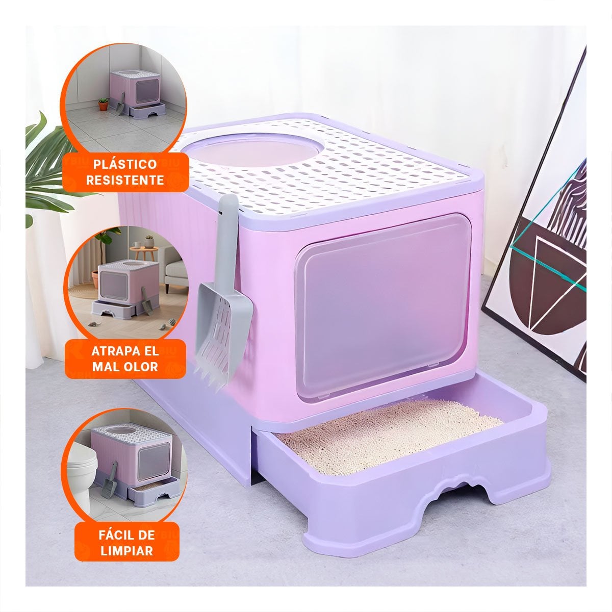 PACK4 BANDEJA SANITARIA ABIERTA PARA HIGIENE DIARIA DE GATOS VERDE LIMÓN - 5