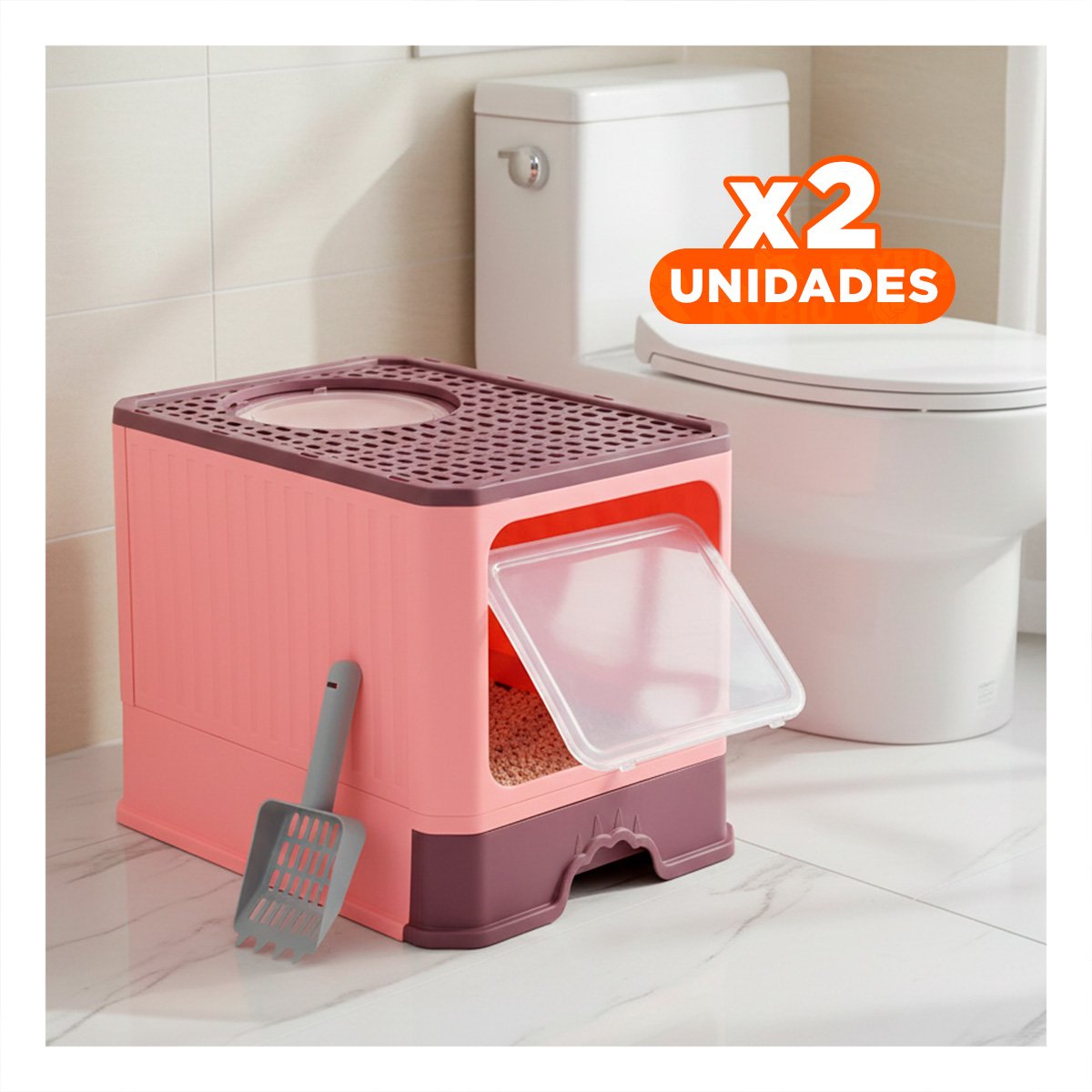 PACK2 BANDEJA SANITARIA ABIERTA CON PALA COMODA Y ACCESO FACIL VERDE LIMÓN Y+REGALO STICKER - 1