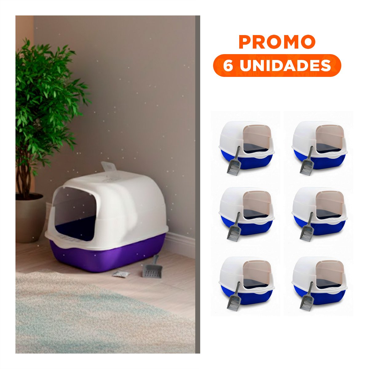 PACK6 CAJON DE ARENA ABIERTO QUE FACILITA USO DIARIO DE GATOS VERDE LIMÓN - 1
