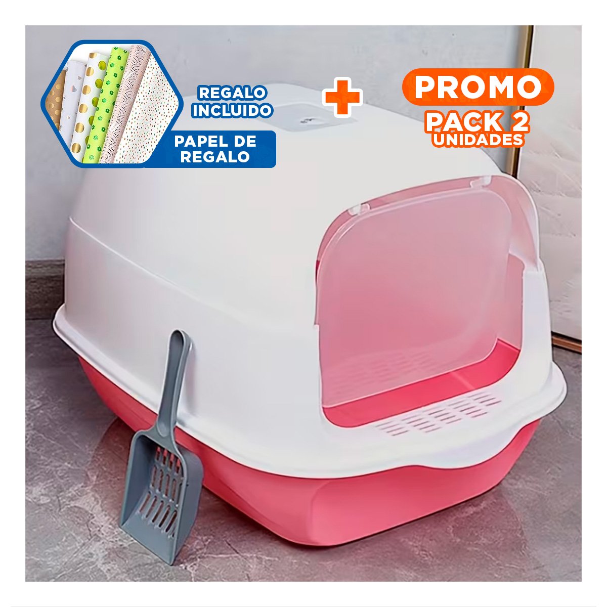 PACK2 BANDEJA SANITARIA ABIERTA PARA LIMPIEZA Y CAMBIO DE ARENA VERDE LIMÓN Y+PAPEL REGALO - 1