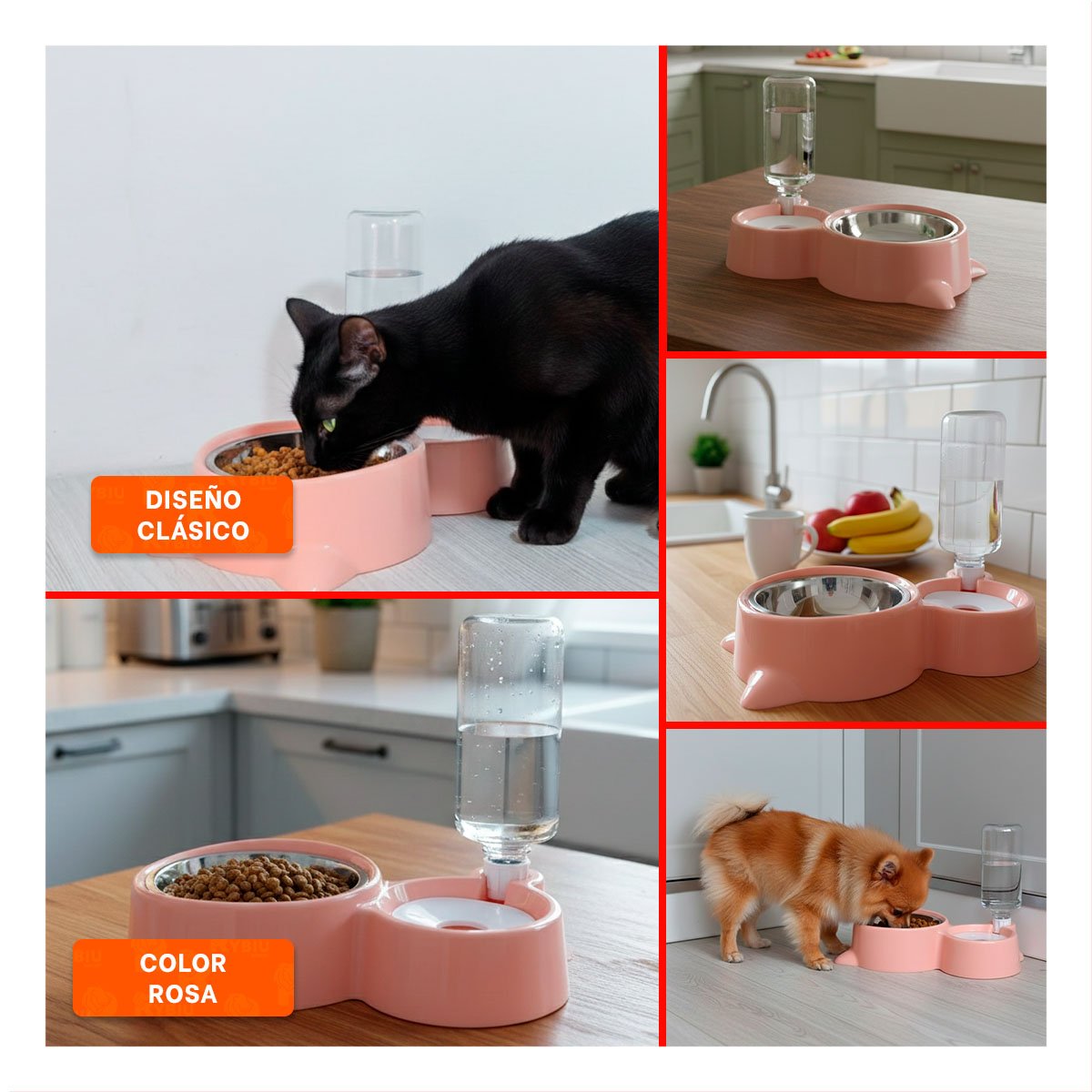MODULO DE COMIDA 2 EN 1 CON OREJITAS PARA MASCOTA EN HOGAR CELESTE - 5