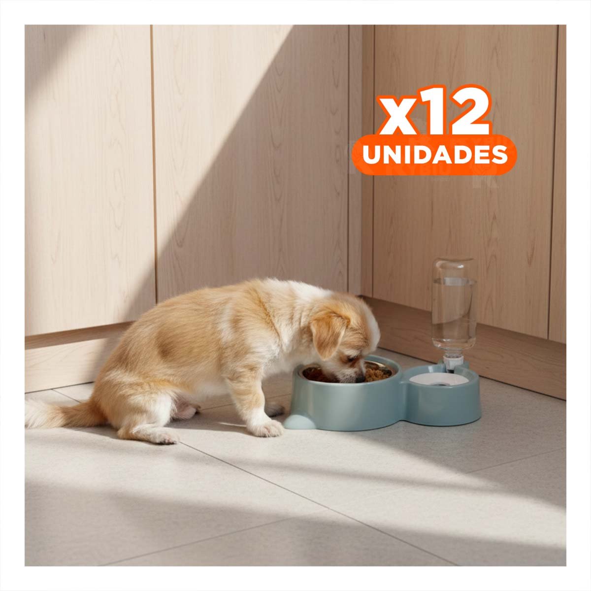 PACK12 COMPONENTE DE ALIMENTACION 2 EN 1 CON OREJITAS PARA MASCOTA CELESTE - 1