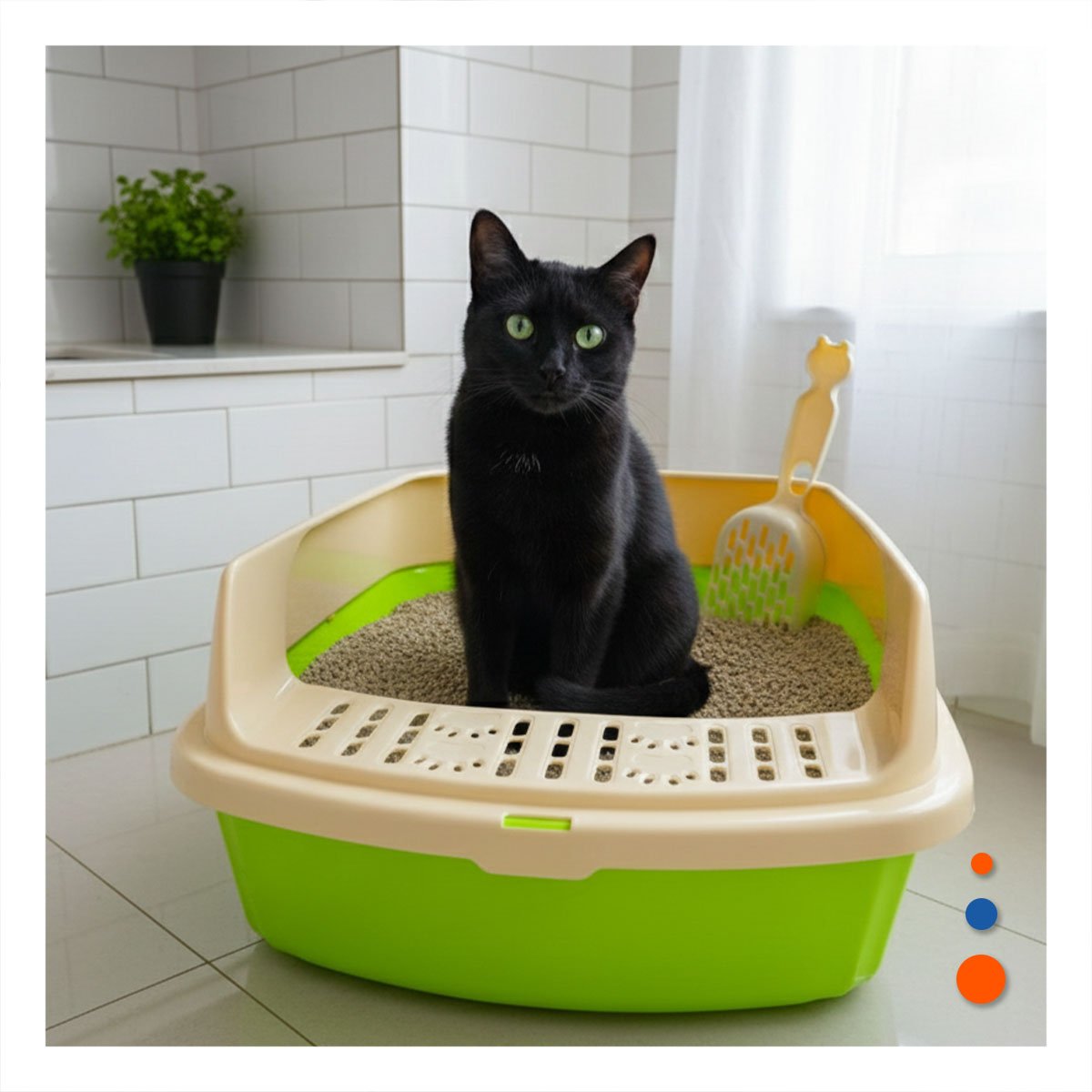 DEPOSITO DE ARENA ABIERTO CON PALA COMODA PARA GATOS VERDE LIMÓN Y+LIGAS REGALO - 1