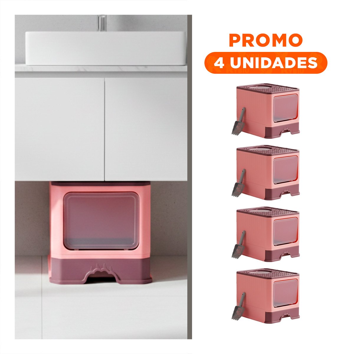 PACK4 CAJON DE ARENA ABIERTO CON PALA PARA LIMPIEZA RAPIDA VERDE LIMÓN Y+REGALO STICKER - 1
