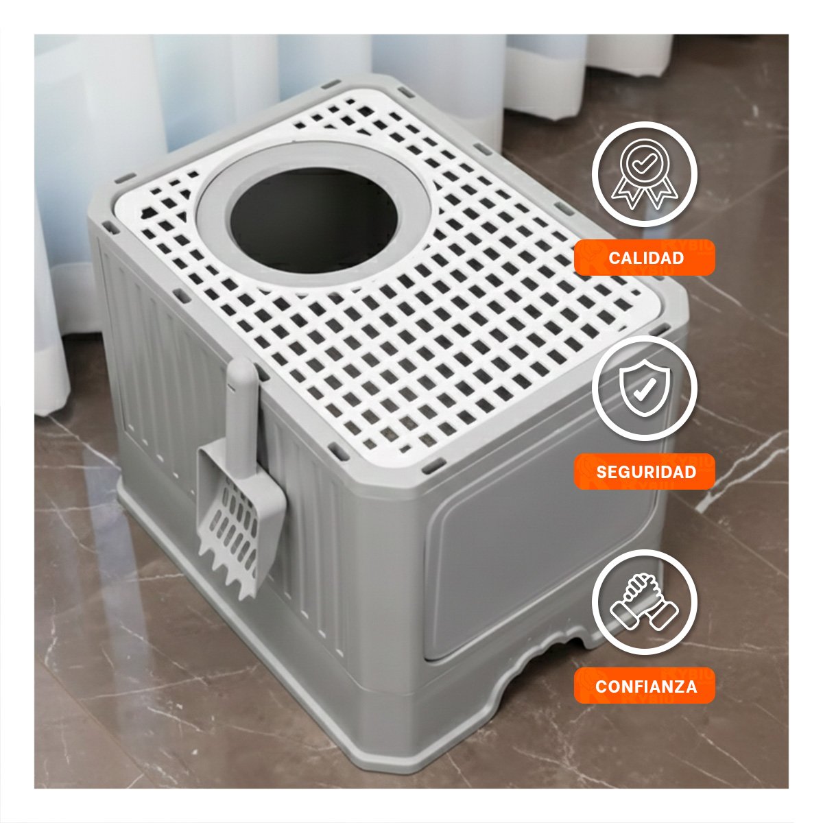 DEPOSITO DE ARENA ABIERTO PARA USO DIARIO DE GATOS VERDE LIMÓN Y+PAPEL REGALO - 3