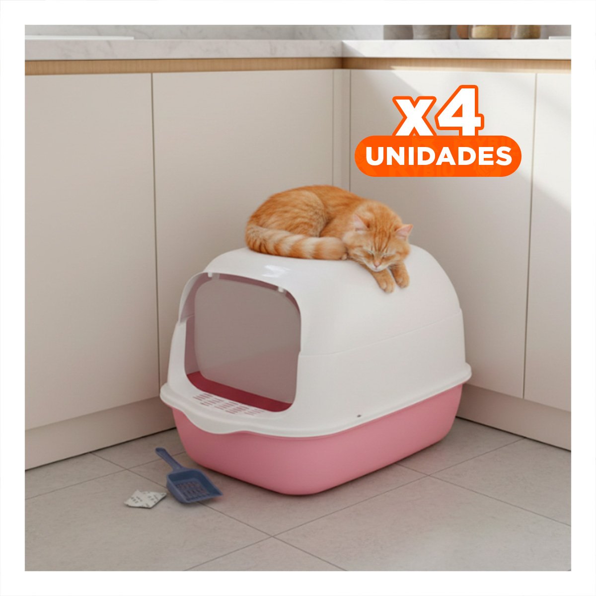 PACK4 BANDEJA SANITARIA ABIERTA PARA HIGIENE DIARIA DE GATOS VERDE LIMÓN - 1