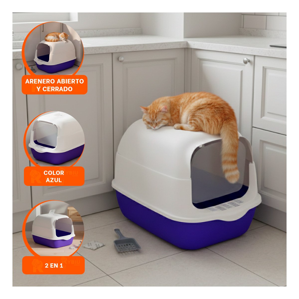 DEPOSITO DE ARENA ABIERTO PARA USO DIARIO DE GATOS VERDE LIMÓN Y+PAPEL REGALO - 3