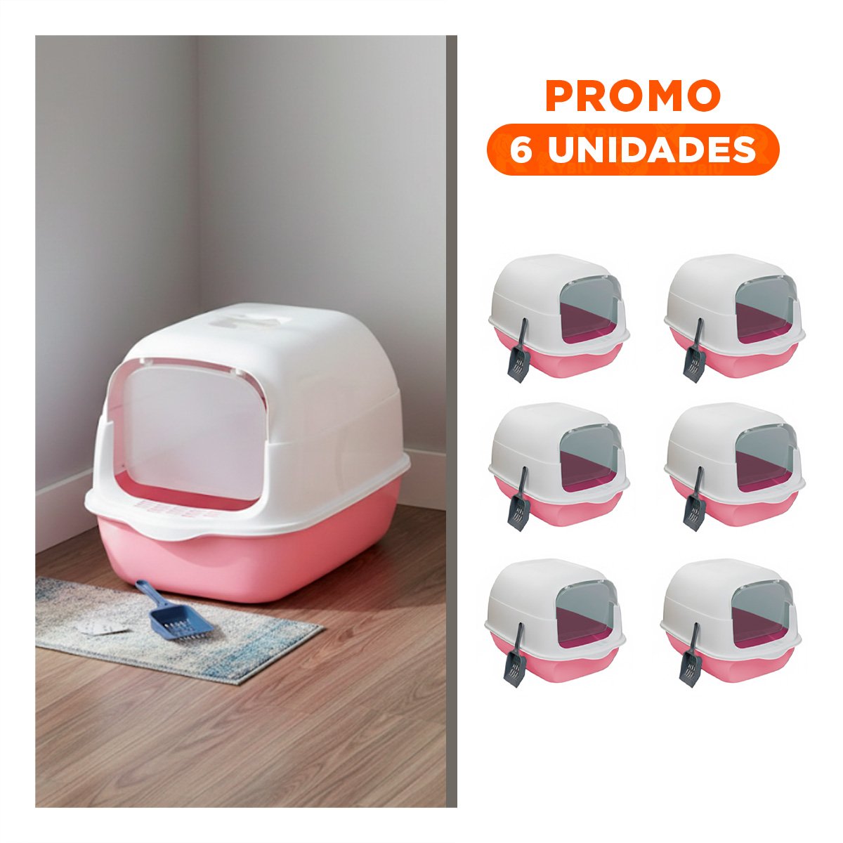 PACK6 CAJON DE ARENA ABIERTO QUE FACILITA USO DIARIO DE GATOS VERDE LIMÓN - 1