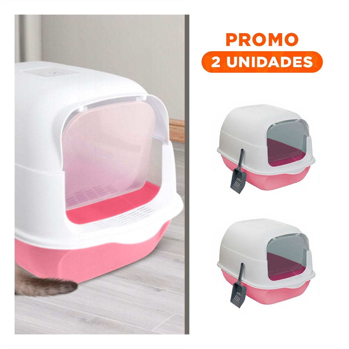 PACK2 BANDEJA SANITARIA ABIERTA CON PALA PARA GATOS VERDE LIMÓN - 1