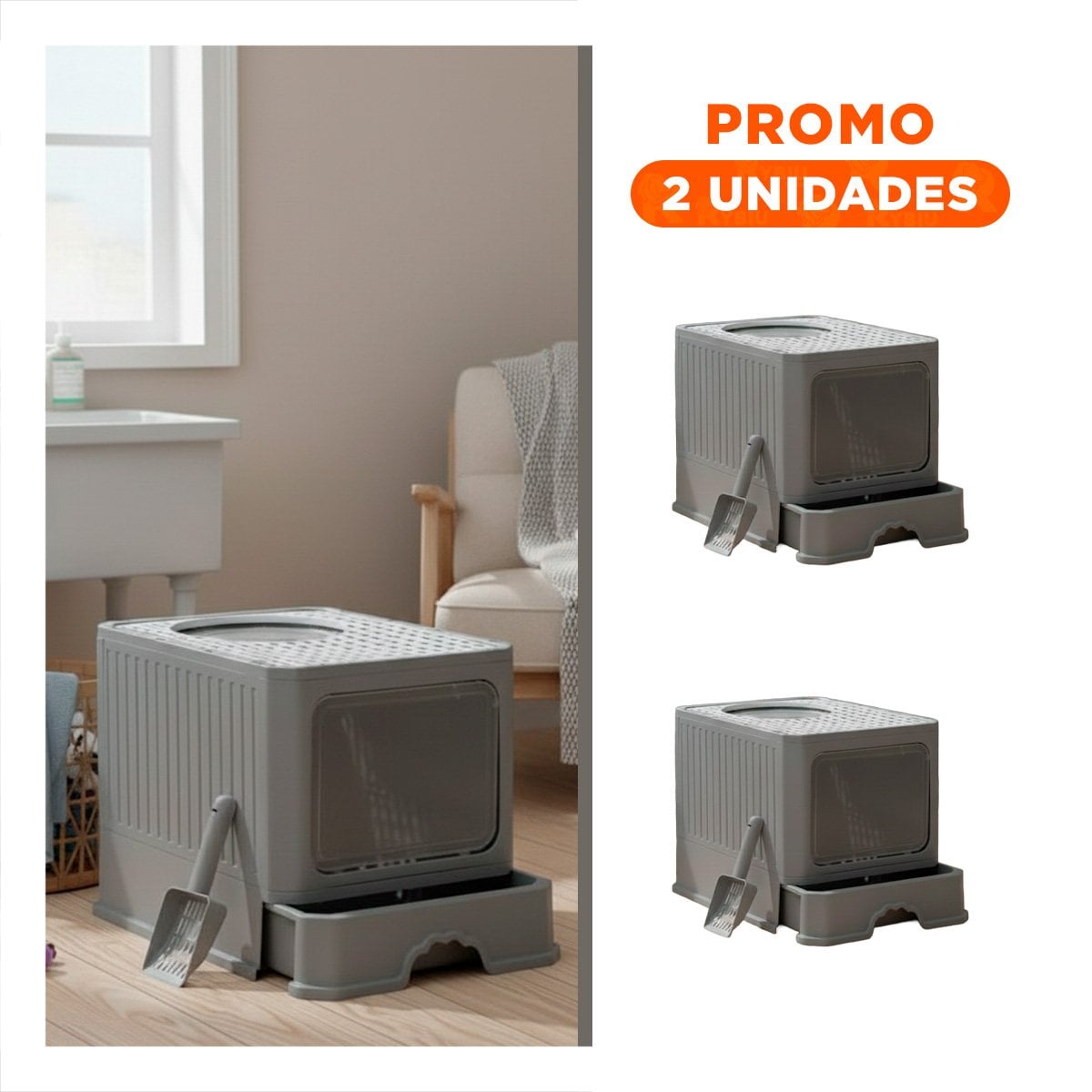 PACK2 BANDEJA SANITARIA ABIERTA CON PALA PARA GATOS VERDE LIMÓN - 1