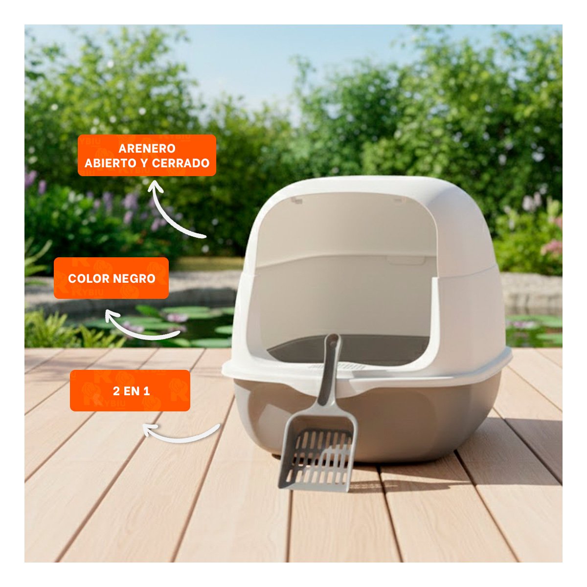 DEPOSITO DE ARENA ABIERTO QUE MANTIENE ARENA LIMPIA Y ORDENADA VERDE LIMÓN Y+REGALO STICKER - 5
