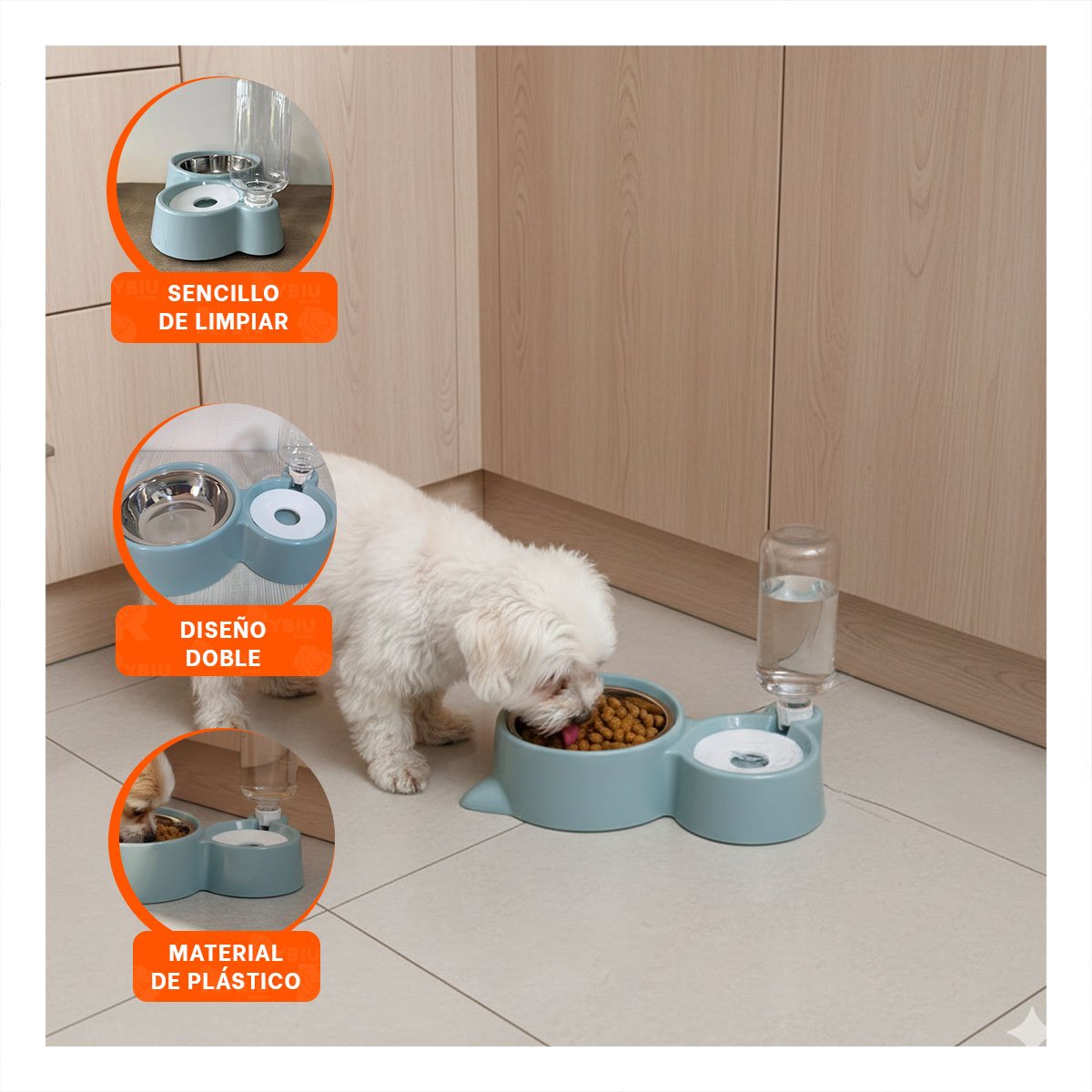 PACK6 ACCESORIO DOBLE 2 EN 1 CON OREJITAS PARA MASCOTA CELESTE Y+REGALO STICKER - 3