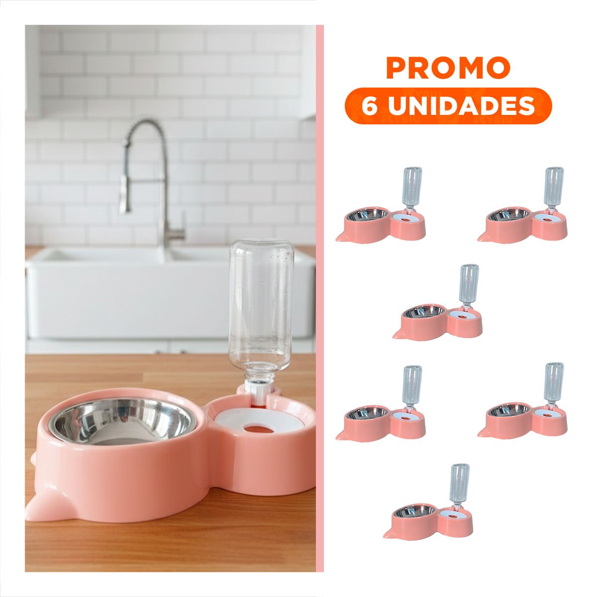 PACK6 SOLUCION PARA MASCOTA 2 EN 1 CON OREJITAS PARA COMIDA CELESTE - 1