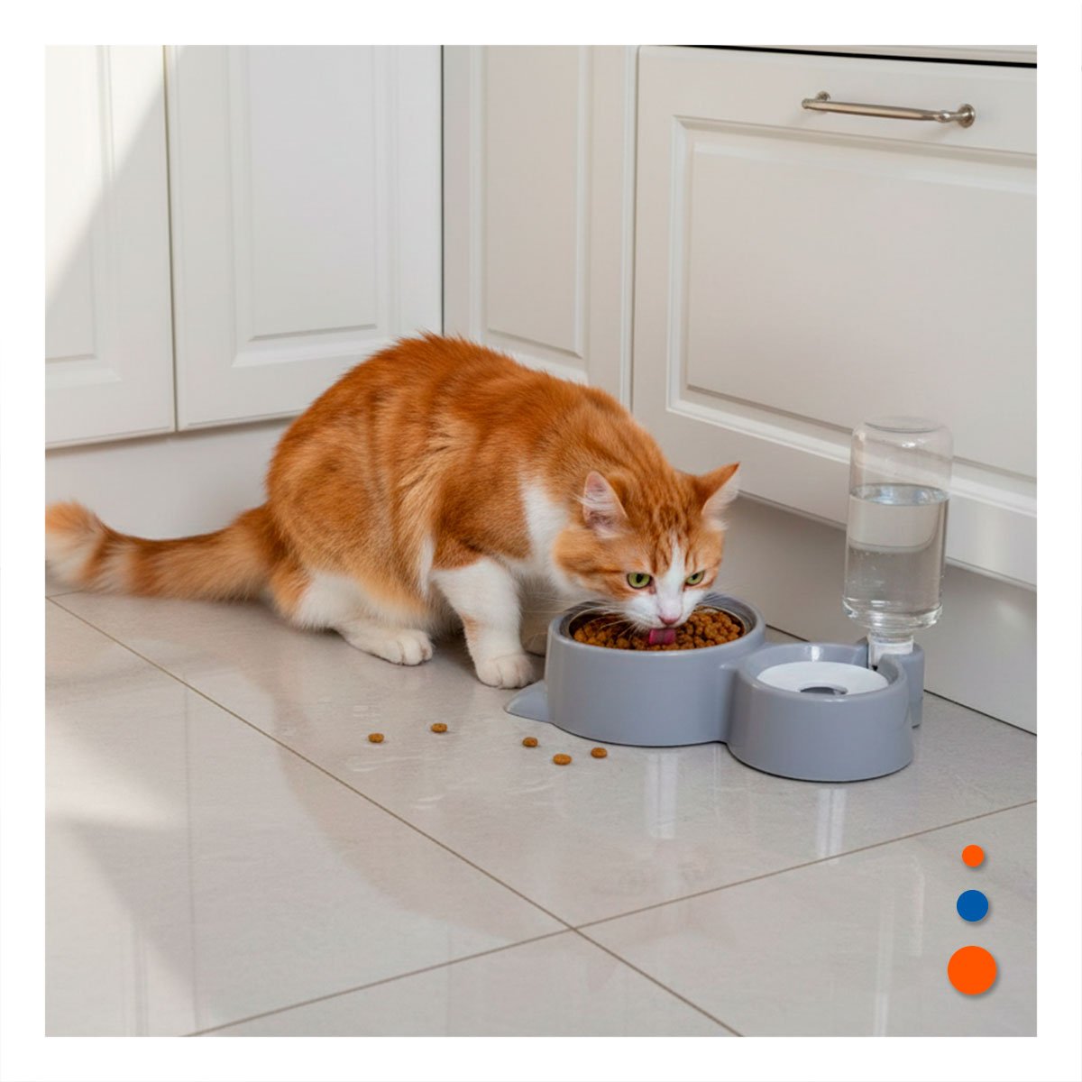 BASE DE ALIMENTACION 2 EN 1 CON OREJITAS PARA MASCOTA CELESTE Y+LIGAS REGALO - 1