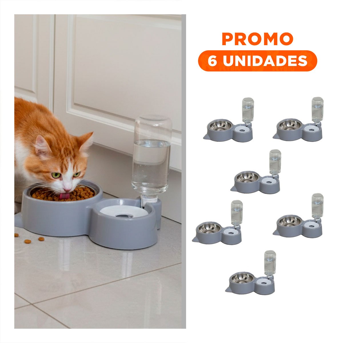 PACK6 SOLUCION PARA MASCOTA 2 EN 1 CON OREJITAS PARA COMIDA CELESTE - 1