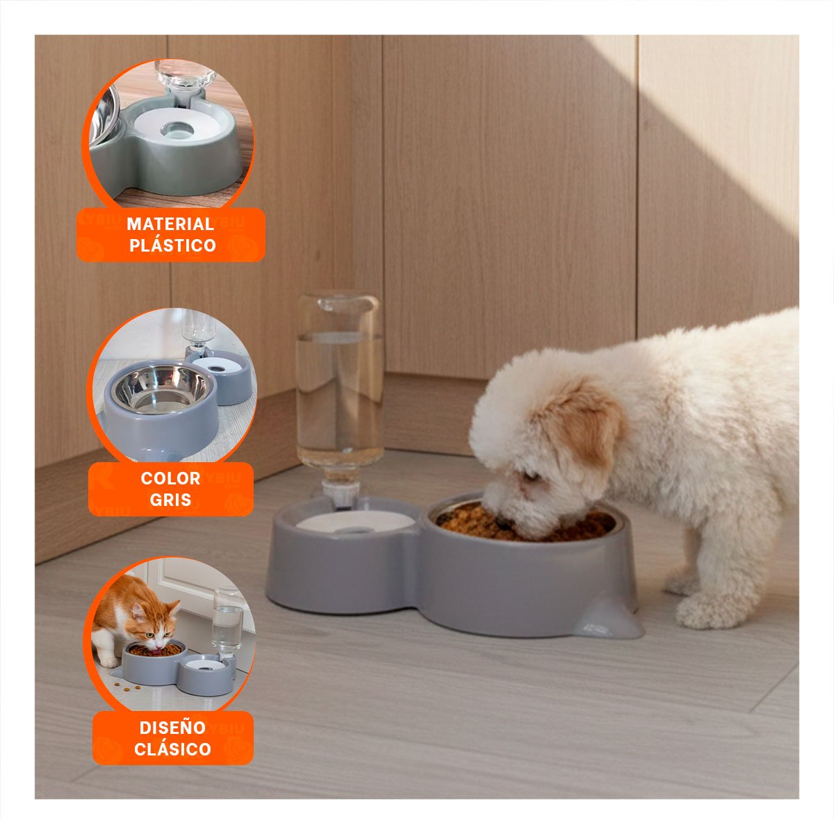 PACK6 SOLUCION PARA MASCOTA 2 EN 1 CON OREJITAS PARA COMIDA CELESTE - 5
