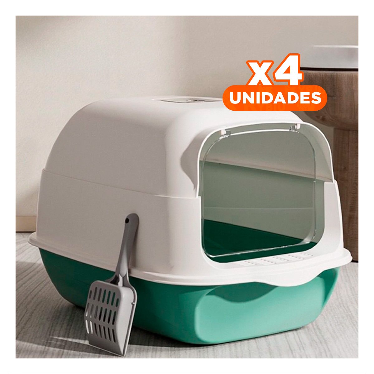 PACK4 BANDEJA SANITARIA ABIERTA PARA HIGIENE DIARIA DE GATOS VERDE LIMÓN - 1