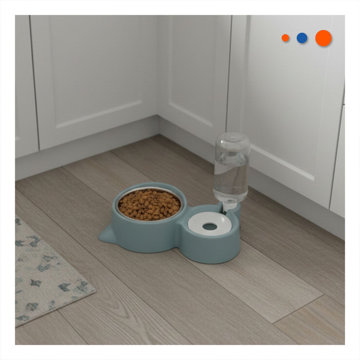 MODULO DE COMIDA 2 EN 1 CON OREJITAS PARA MASCOTA EN HOGAR CELESTE - 2