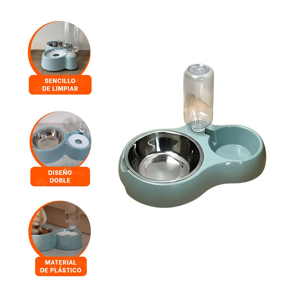 MODULO DE COMIDA 2 EN 1 CON OREJITAS PARA MASCOTA EN HOGAR CELESTE - 3