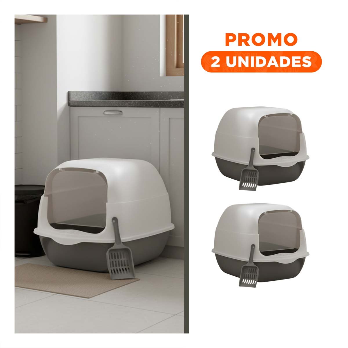 PACK2 BANDEJA SANITARIA ABIERTA CON PALA PARA GATOS VERDE LIMÓN - 1