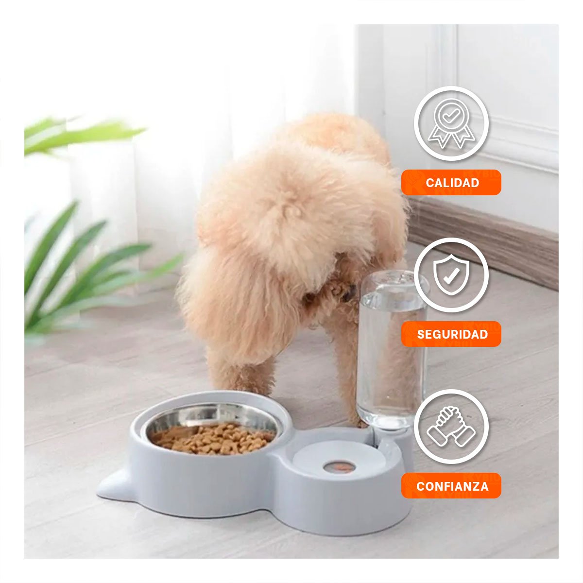 PACK12 COMPONENTE DE ALIMENTACION 2 EN 1 CON OREJITAS PARA MASCOTA CELESTE - 3