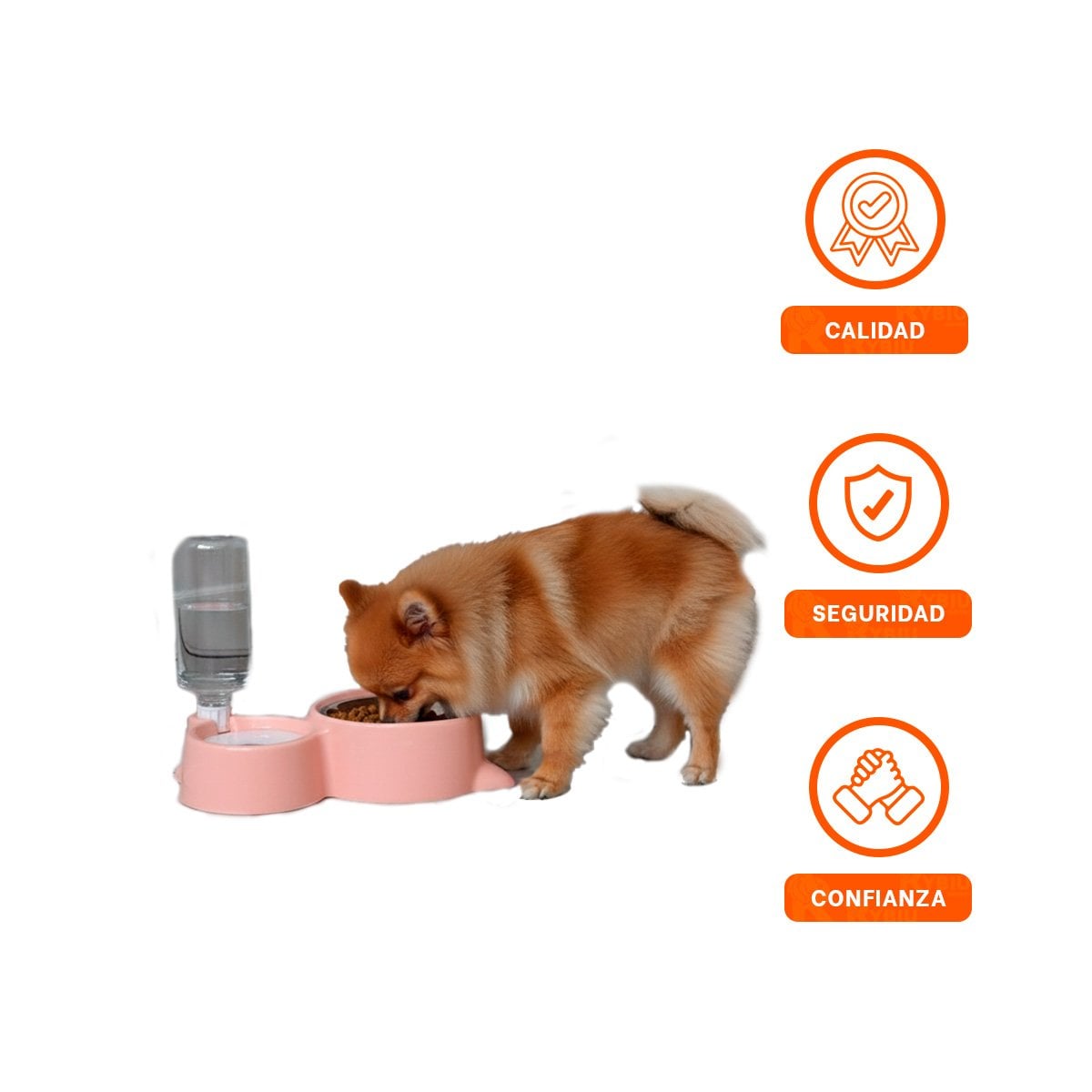BASE DE ALIMENTACION 2 EN 1 CON OREJITAS PARA MASCOTA CELESTE Y+LIGAS REGALO - 3