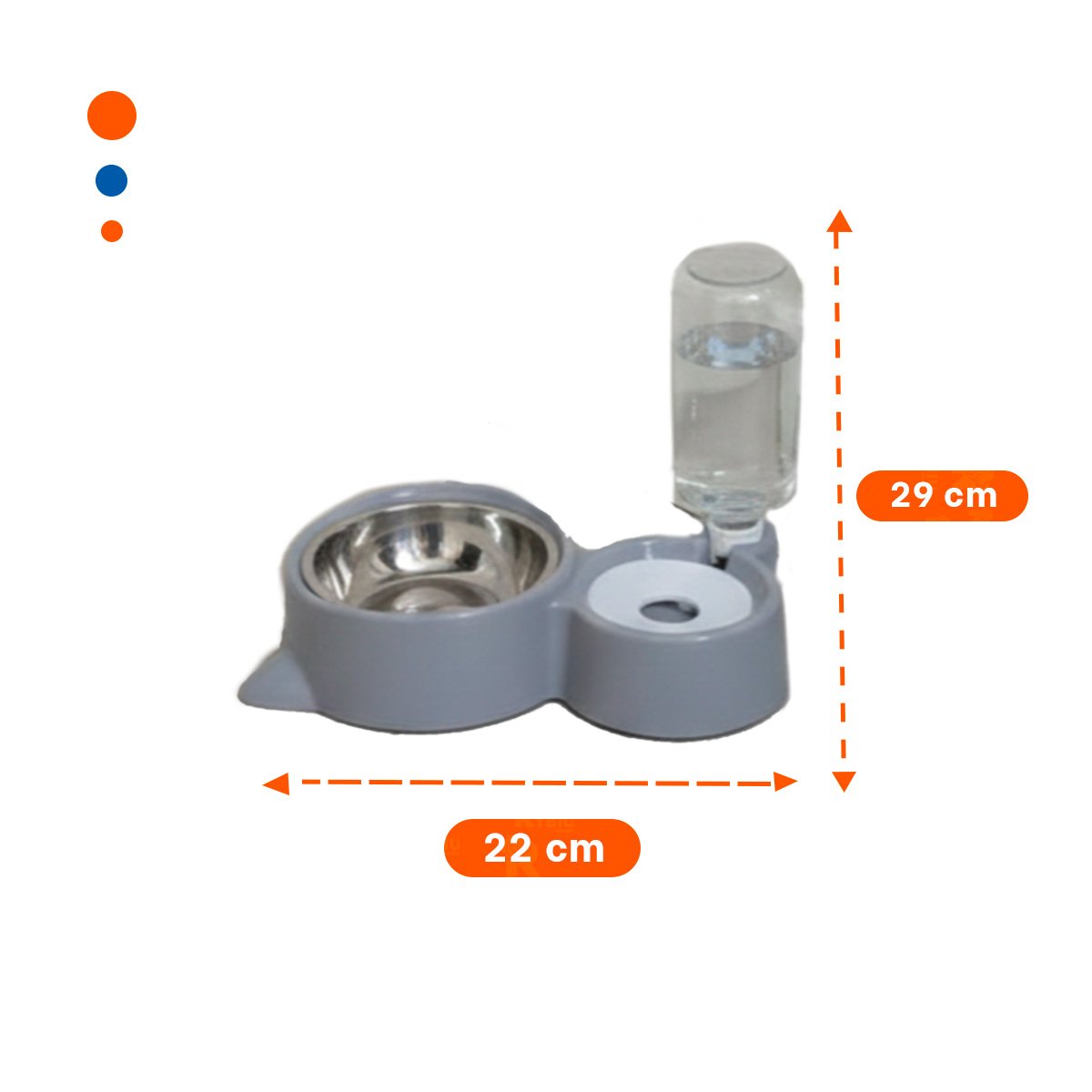 EQUIPO PARA MASCOTA 2 EN 1 CON OREJITAS PARA COMIDA Y AGUA CELESTE Y+POST IT - 4
