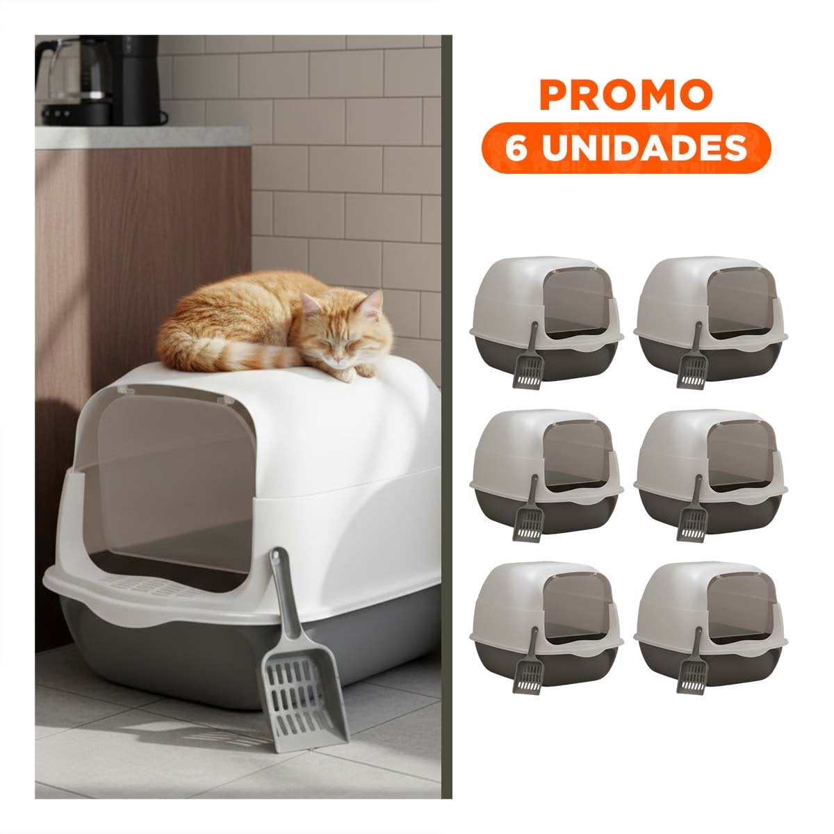 PACK6 CAJON DE ARENA ABIERTO QUE FACILITA USO DIARIO DE GATOS VERDE LIMÓN - 1