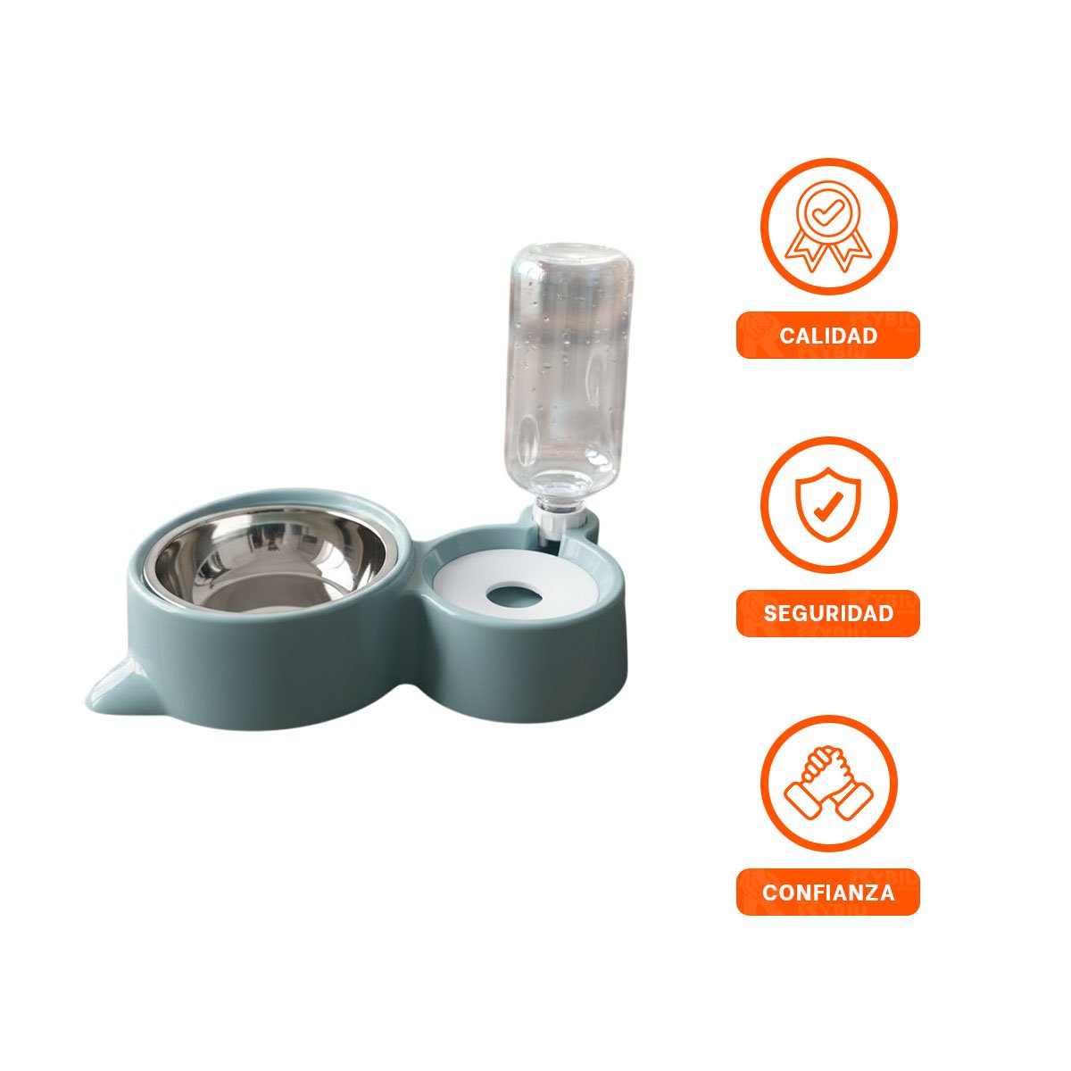 BASE DE ALIMENTACION 2 EN 1 CON OREJITAS PARA MASCOTA CELESTE Y+LIGAS REGALO - 3
