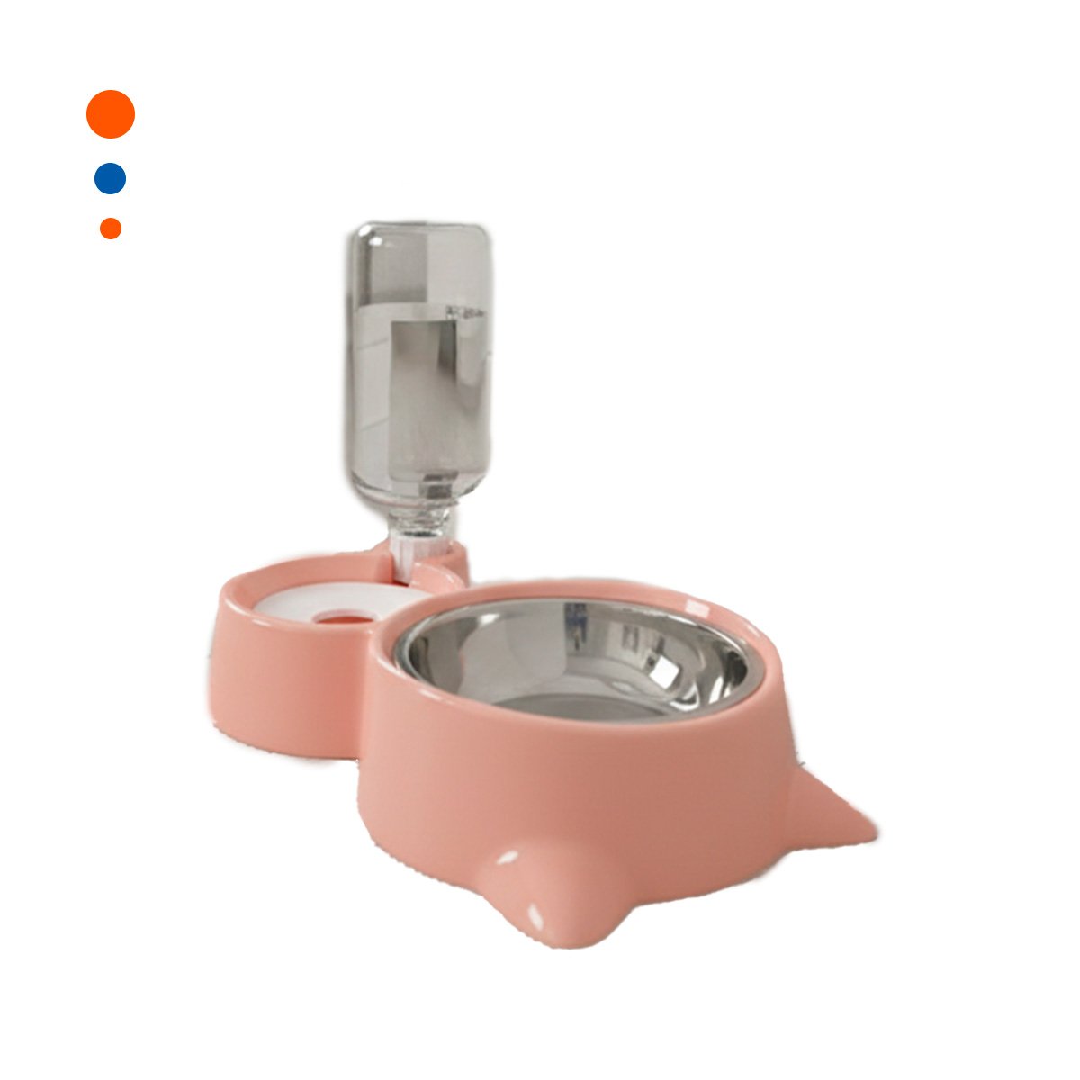 ACCESORIO PARA MASCOTA 2 EN 1 CON OREJITAS PARA COMIDA Y AGUA CELESTE Y+PAPEL REGALO - 1