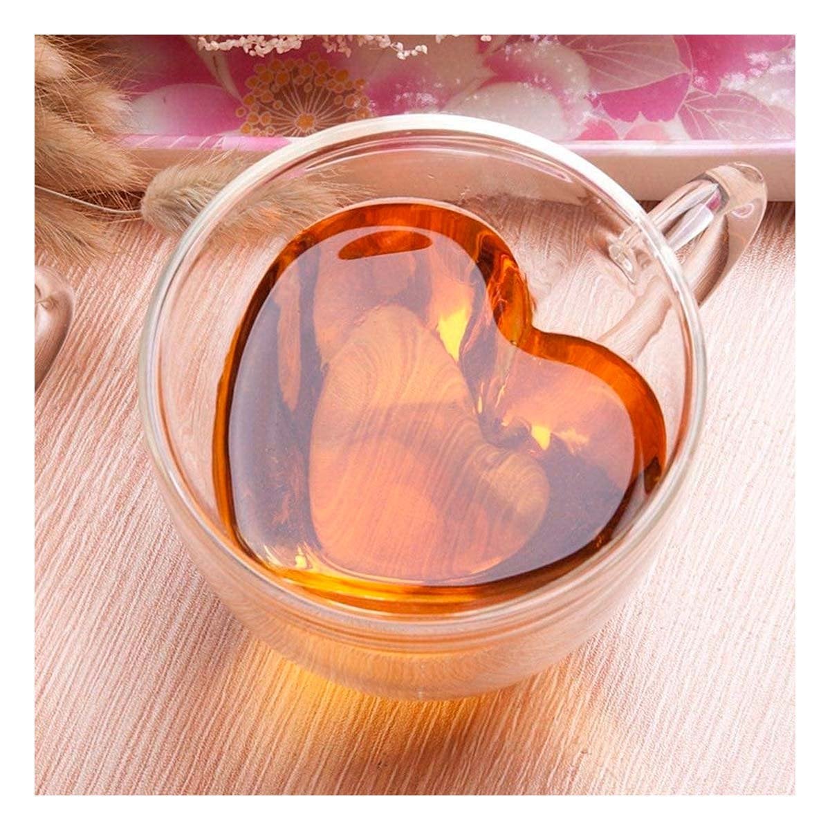 VASO CON FORMA DE CORAZON VIDRIO TRANSPARENTE CONTENIDO DE 250ML Y+POST IT - 2