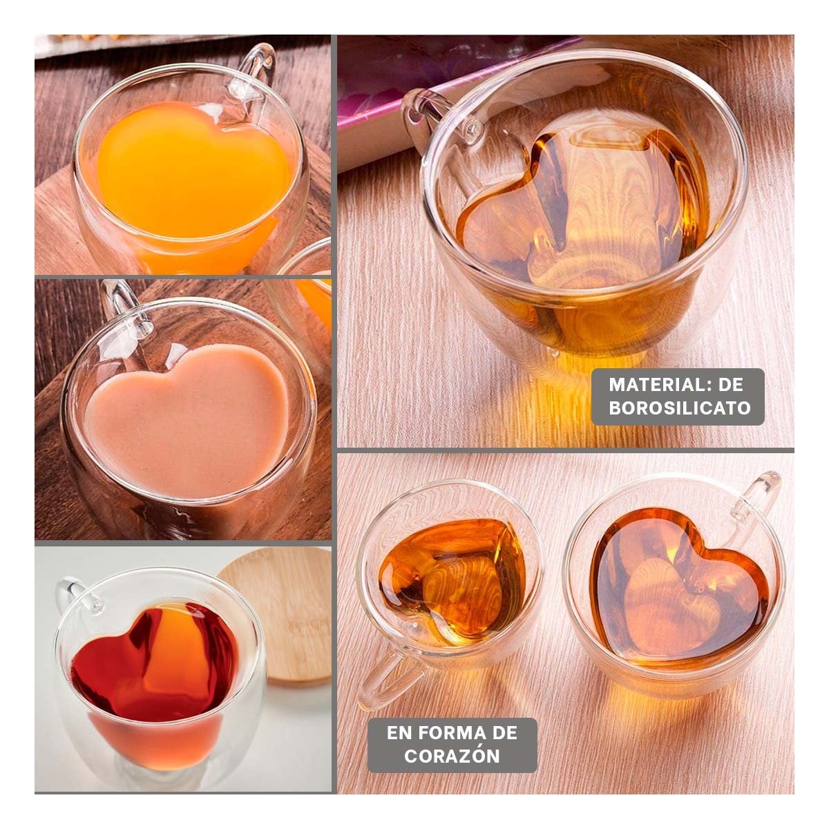 VASO CON FORMA DE CORAZON VIDRIO TRANSPARENTE CONTENIDO DE 250ML Y+POST IT - 5