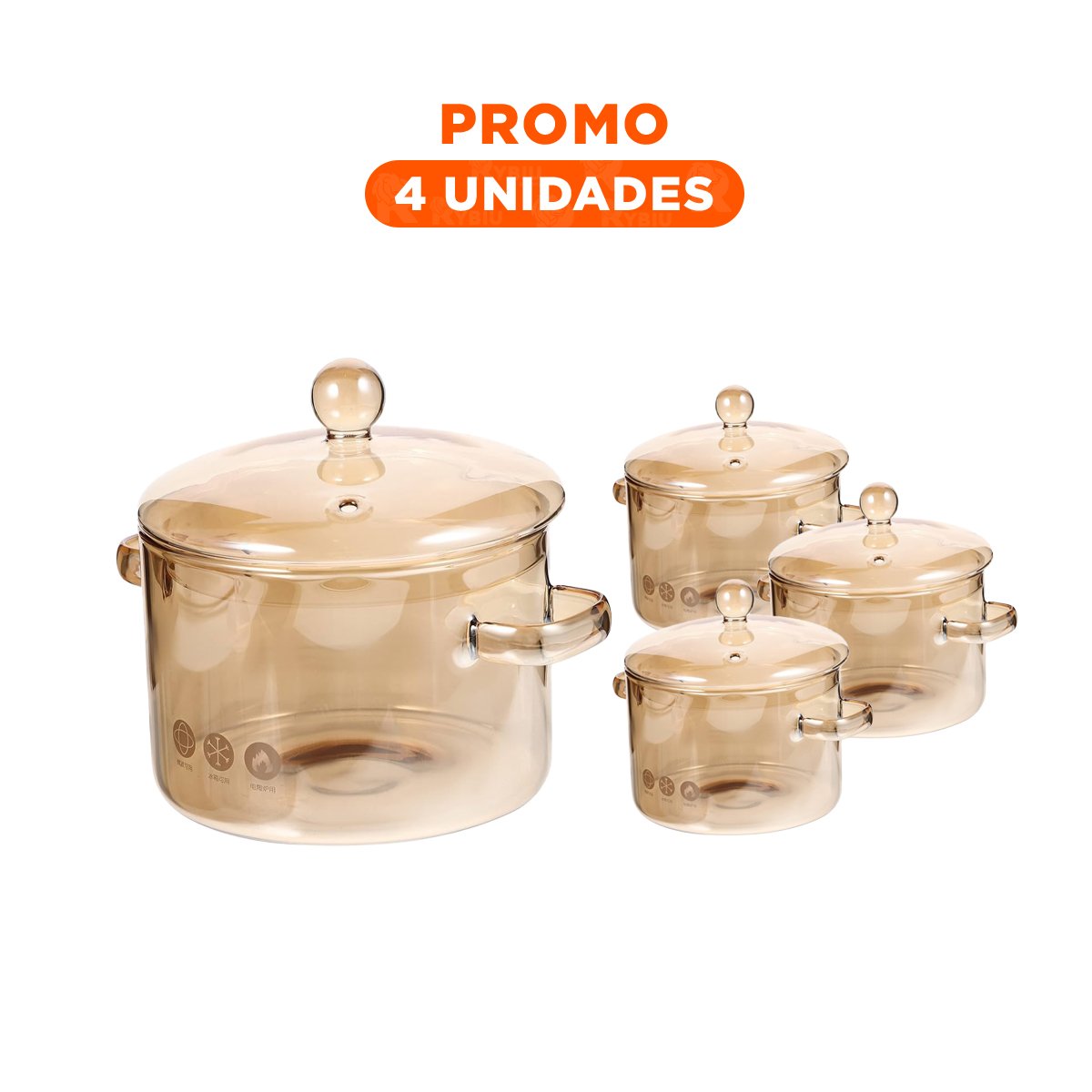 PACK4 RECIPIENTE MARRON TRANSPARENTE CON TAPA Y FORMATO 1,5L Y+REGALO STICKER - 1