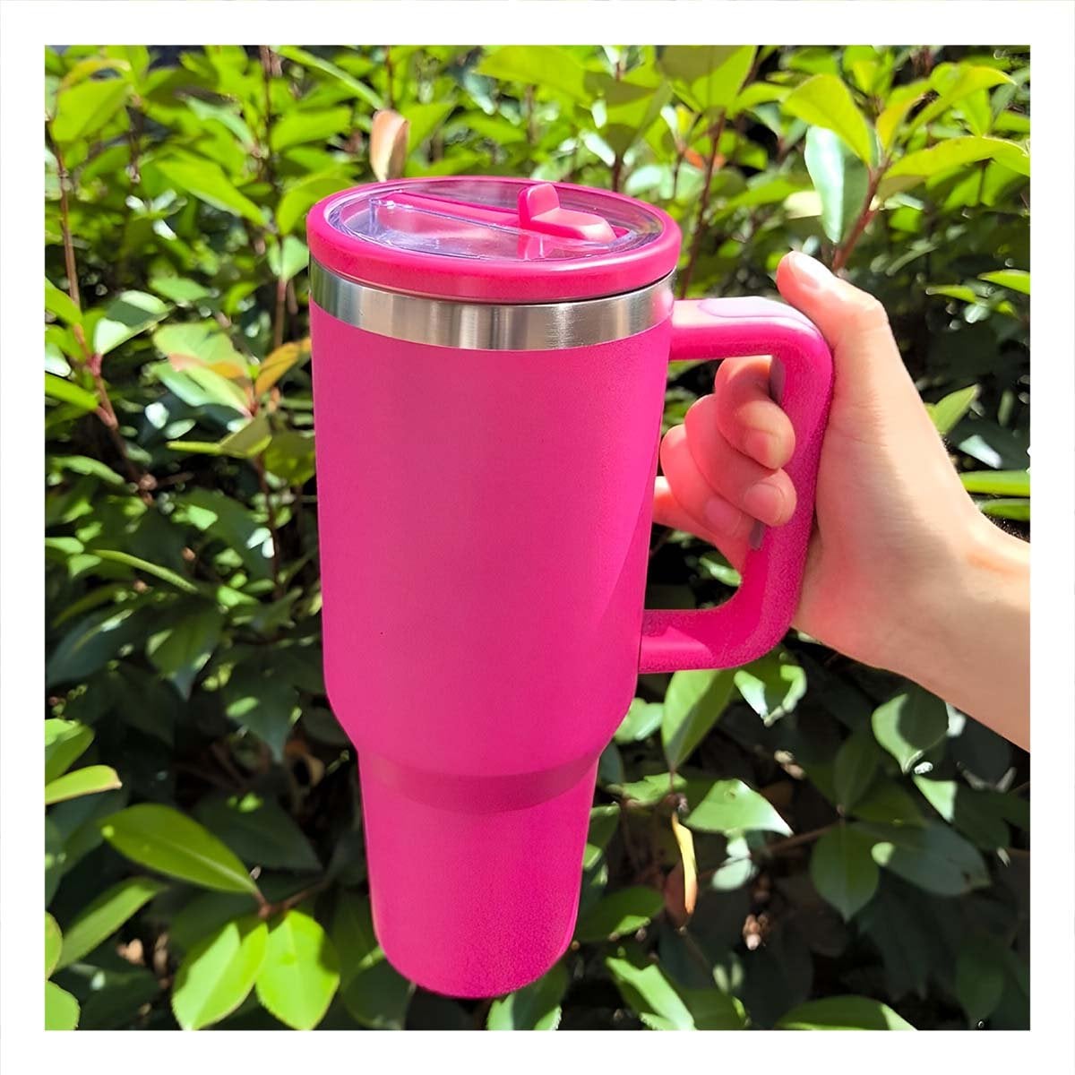 BOTELLA 1200ML EN COLOR FUCSIA CON PICO PRACTICO Y ASA FIRME EN ABS Y ACERO Y+POST IT - 3