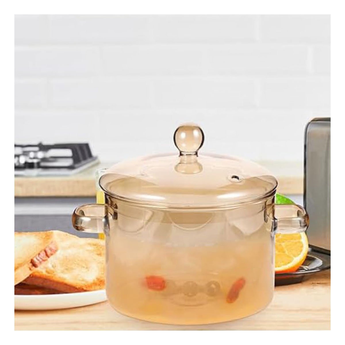 PACK4 RECIPIENTE 1,5L CON TAPA MARRON TRANSPARENTE EN BOROSILICATO Y+PAPEL REGALO - 2