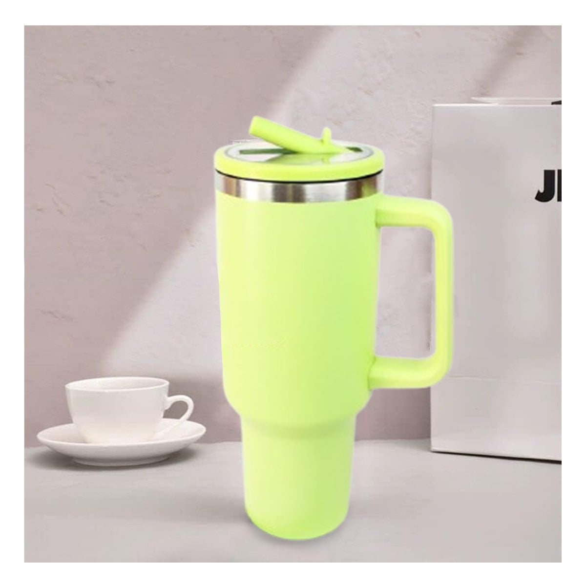 BOTELLA 1200ML EN COLOR VERDE LIMON CON PICO PRACTICO Y ASA FIRME EN ABS Y ACERO Y+POST IT - 2