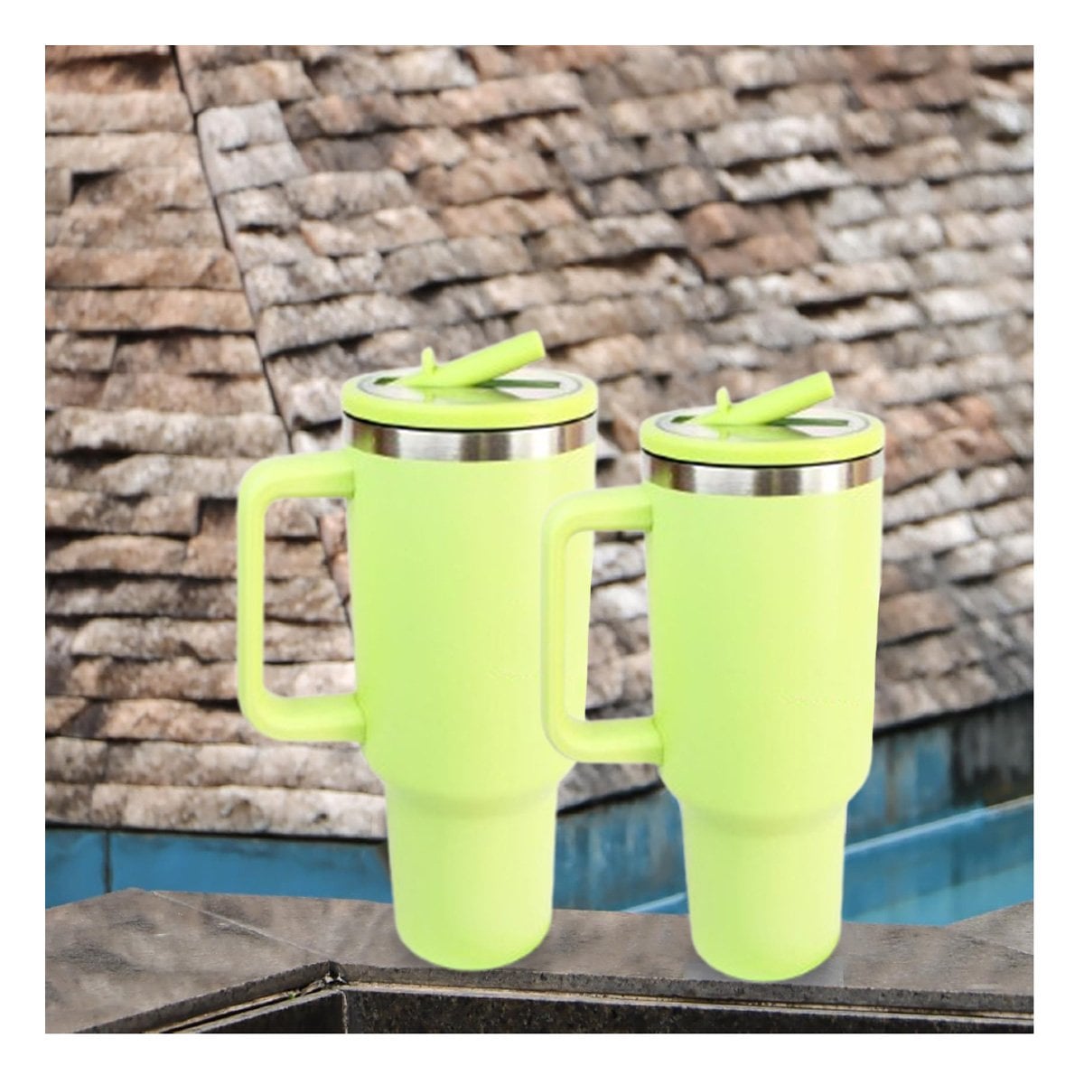 BOTELLA 1200ML EN COLOR VERDE LIMON CON PICO PRACTICO Y ASA FIRME EN ABS Y ACERO Y+POST IT - 3