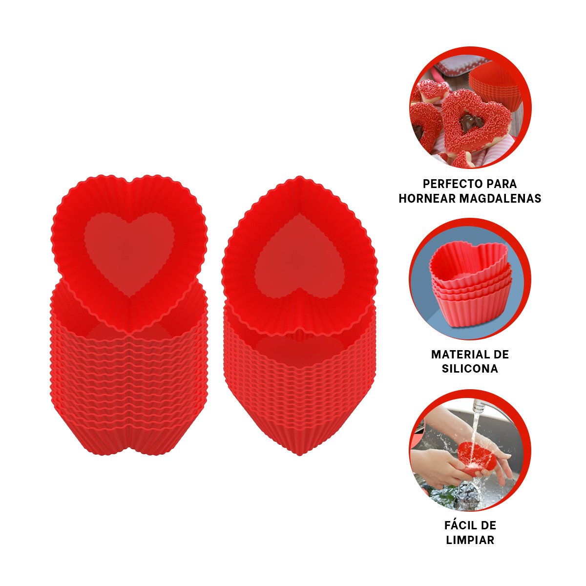 FORMA CORAZON RESISTENTE DE SILICONA PARA COCINA Y DECORACION CASA - 3