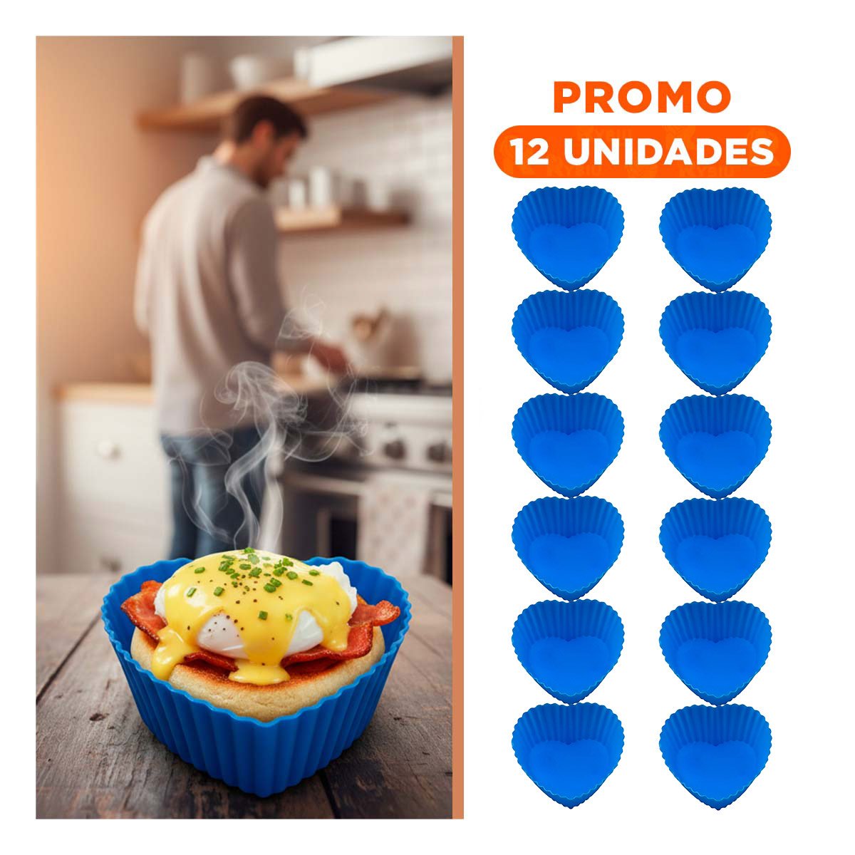 PACK12 HORNEABLE CORAZON 7X32CM AZUL PARA COCINA Y REPOSTERIA CREATIVA Y+REGALO STICKER - 1