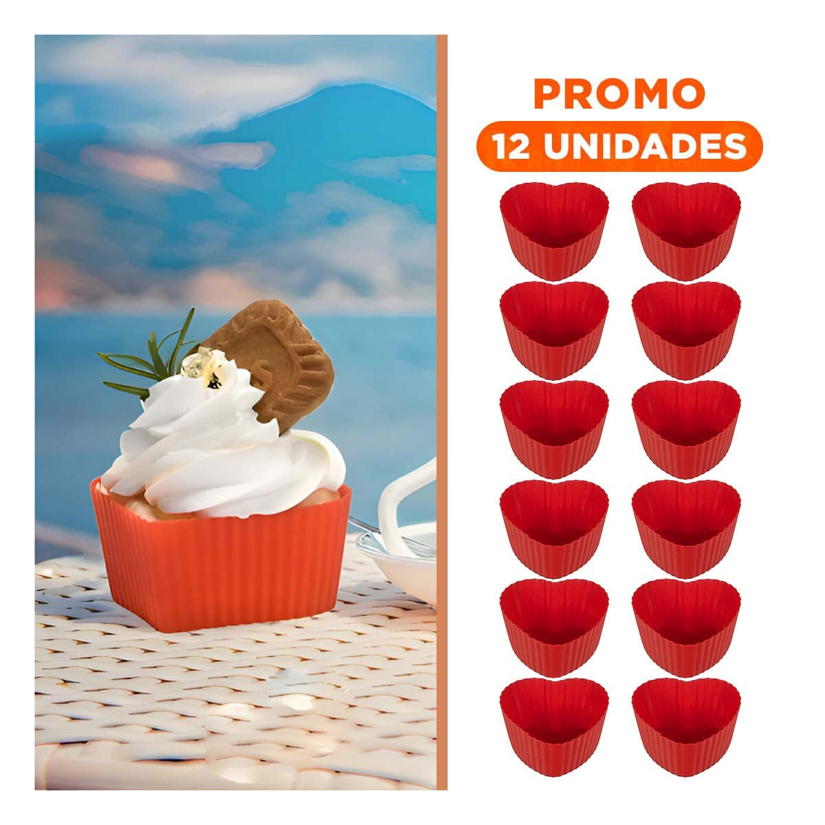 PACK12 SILUETA CORAZON DE SILICONA PARA COCINA Y DULCES CASEROS Y+REGALO STICKER - 1