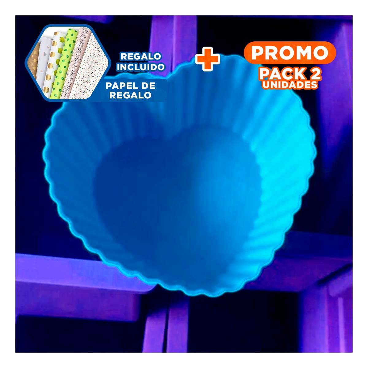PACK2 REUTILIZABLE CORAZON 7X32CM AZUL PASTEL Y GELATINA FACIL Y+PAPEL REGALO - 1