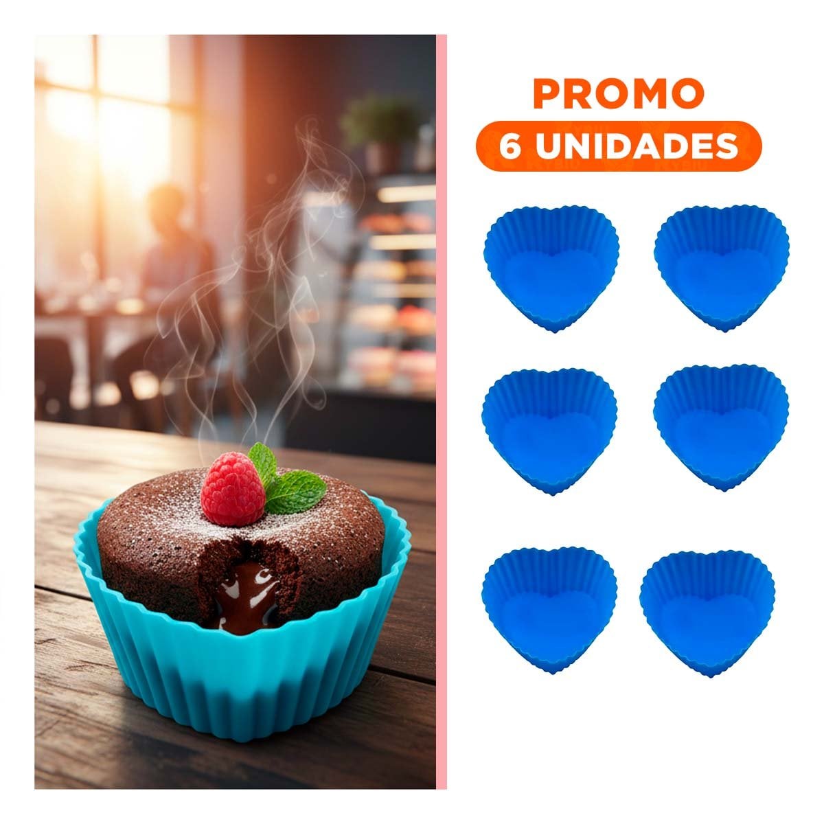 PACK6 SILICONA CORAZON 7X32CM AZUL GELATINA Y REPOSTERIA FACIL - 1