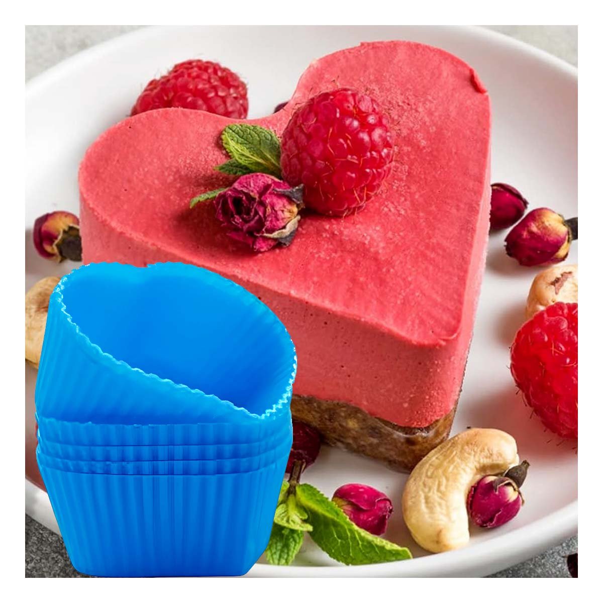 PACK6 SILICONA CORAZON 7X32CM AZUL COCINA Y DECORACION EN CASA Y+PAPEL REGALO - 5