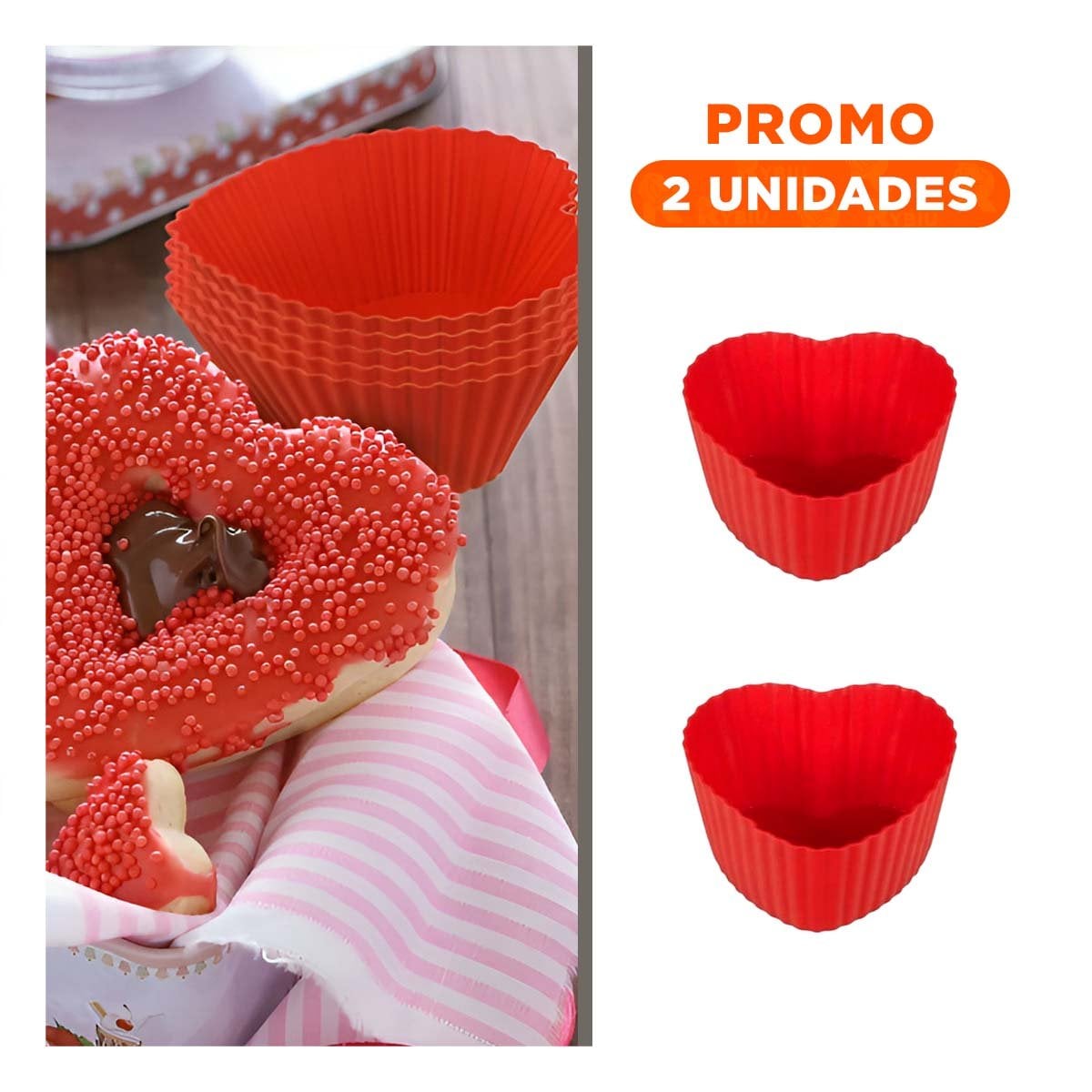 PACK2 MOLDE CORAZON DE SILICONA RESISTENTE PARA DULCES Y HORNEADO CASA - 1