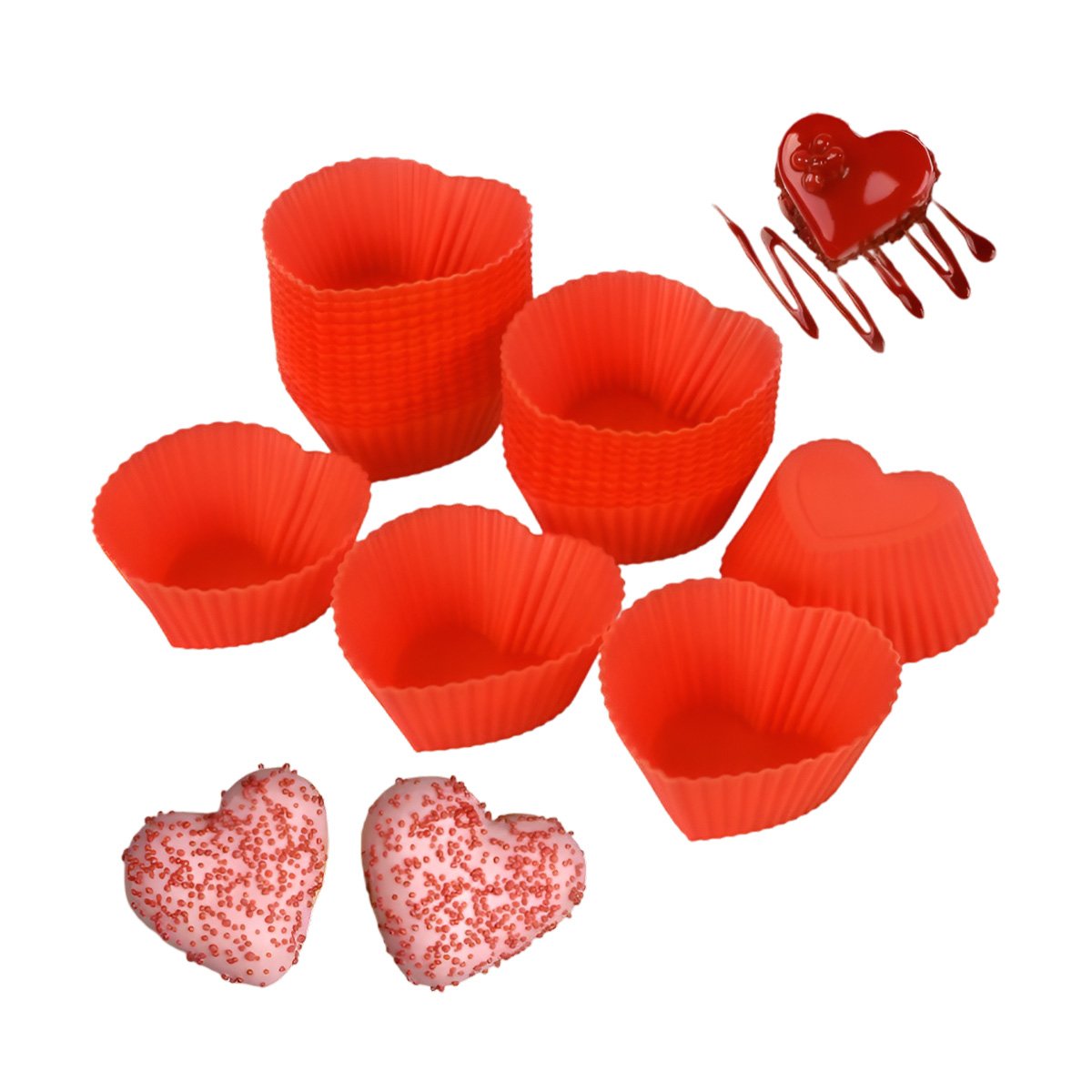 PACK6 CAVIDAD CORAZON RESISTENTE DE SILICONA PARA REPOSTERIA Y DULCES CASEROS Y+REGALO STICKER - 2